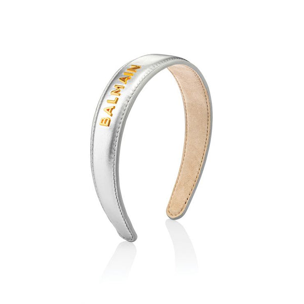 Leren haarband groot zilver