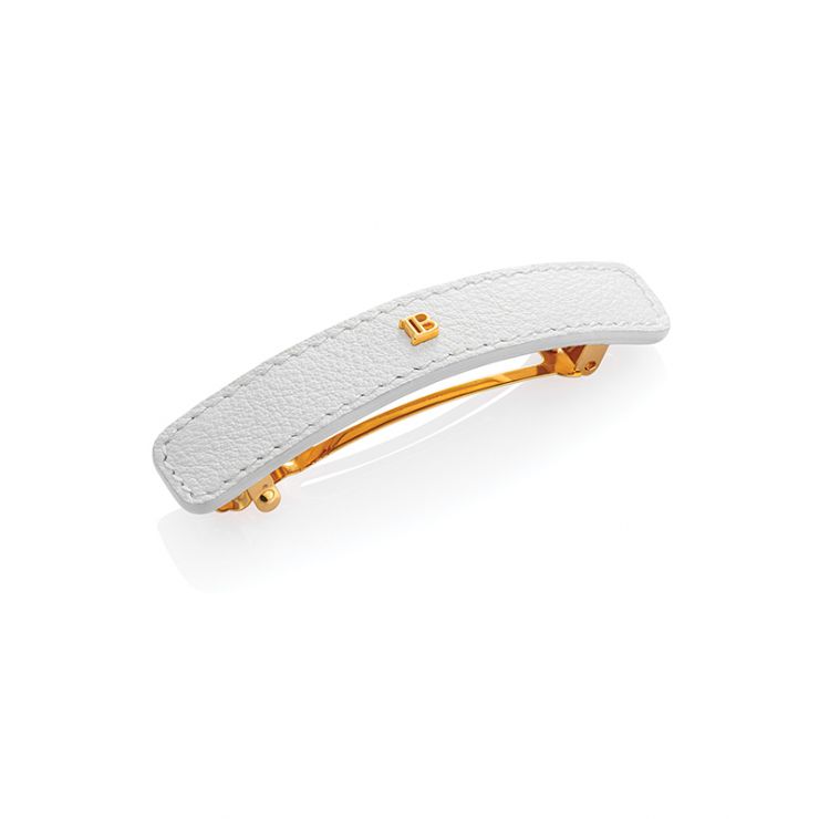 Limited Edition White Leather Large Barrette FW24 | Balmain Hair