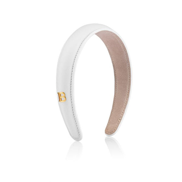 Limited Edition Witte Leren Gewatteerde Haarband FW24